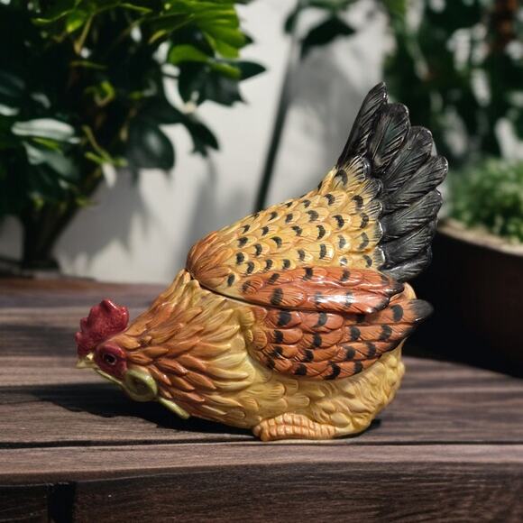 Fitz and Floyd Classics Country Gourmet Collection Hen Butter Tub and Lid Vtg - Picture 1 of 11